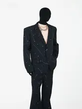 スーツ 2点セッ ト メンズ 光沢 パッド入り ビッグシルエット 上品 きれいめ 「VE2」