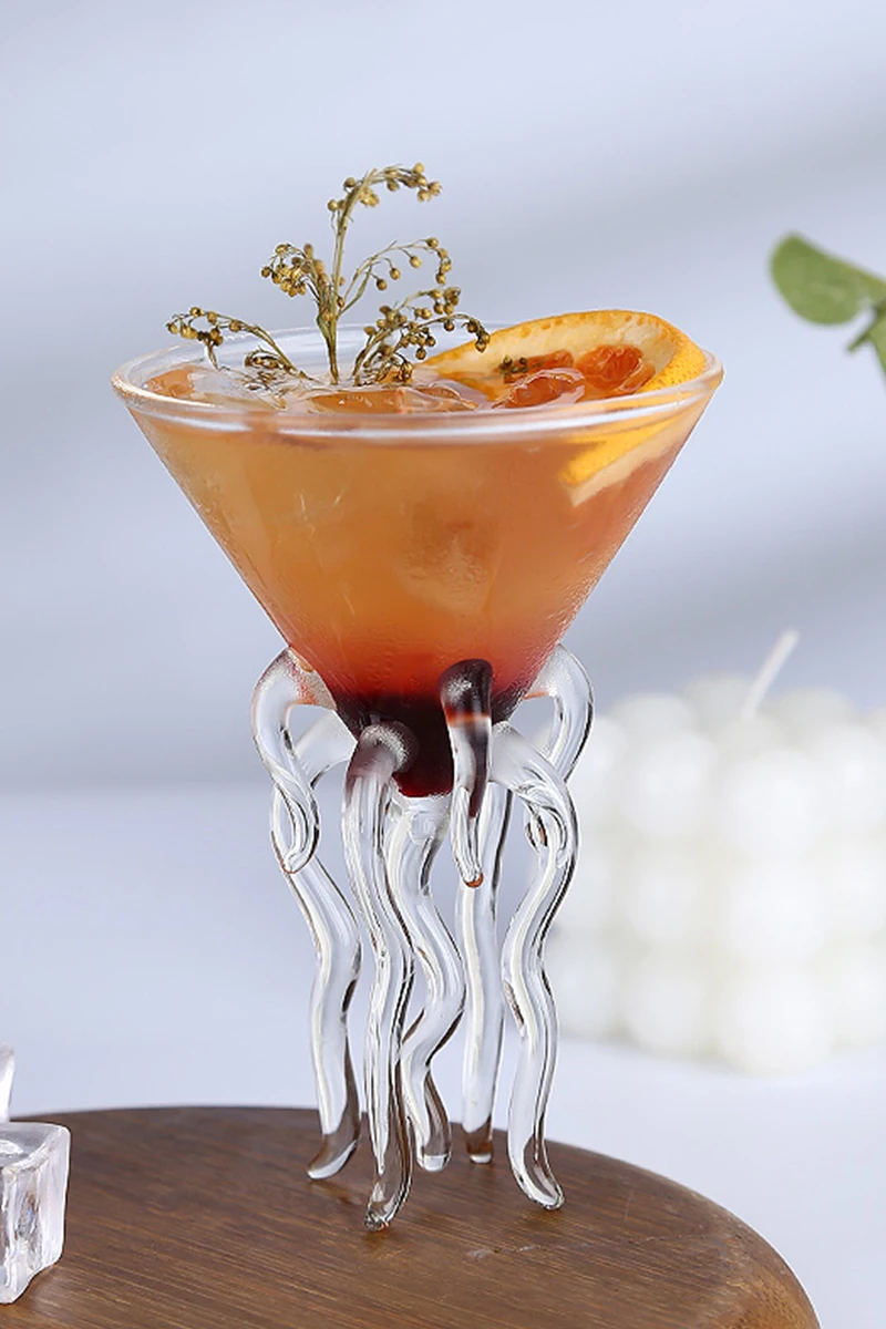 クラゲカクテルグラス タコグラス ジュース飲料 冷たい飲み物 ミルクセーキ シェイブアイス ガラス製 創造的