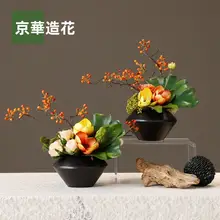陶器製フラワーアレンジメント【中華スタイル・テーブル装飾用・ディスプレイ用】