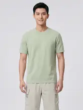 菠萝纹肌理のクルーネックTシャツ【メンズ・ショートスリーブ・ストレッチ・通気性】
