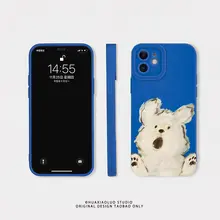 電話ケース 小さな犬 油絵 創造的 カップル向け iPhone 15 Pro Max アップル 13 ファーウェイ Mate 60 シャオミ 14 Pro 新型 12 OPPO グ荣耀 90 一加 11
