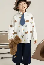 春季向け 幼児用デニムベスト＆シャツ【シンプルなアルファベット・ボタン付き・カジュアル】（セットアップ対応）