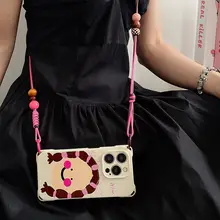 スマホケース 斜め掛け チェーンストラップ 長さ調節可能 四隅チェーン おもしろキャラクター iPhone 16 Pro Xiaomi 15 Ultra Huawei Pura 70 vivo X200 Pro 対応