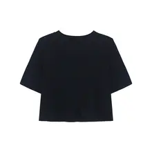 デザイン性に優れたフレンチスタイルの黒色Tシャツ【暗めのボタン・リバーシブル】