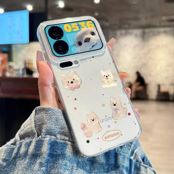 senbo Xiaomi 17pro 用カバー【全包タイプ・防落下・高級感・西高地犬デザイン・透明・シリコン製・男女兼用・可愛いカートン】