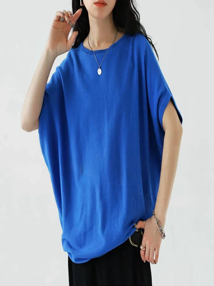 軽量で肌触りの良い春夏用ニット半袖Tシャツ【ルーズフィット・クルーネック・ベスト対応】