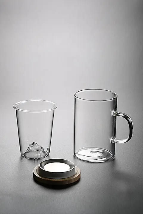 Tlife ガラス製 茶葉分離フィルター付き高級和風茶器【お茶用カップ・茶道】