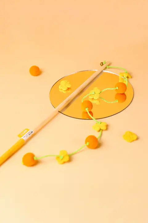 春の桜鈴付きキャットボール【長竿・猫玩具・自遊び対応】