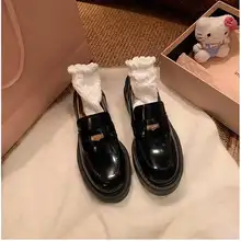 丸い小金具付き キュートなローファー【厚底・高ヒール・レディース用】