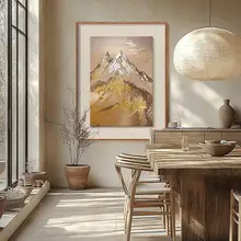 金箔仕上げの手描きオイルペインティング 新中式玄関装飾画【軽奢スタイル・リビング用】