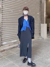 花田 半身スカート【春秋用・中長丈・高腰・Aライン・スリット入り】