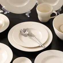 ヴィンテージ風 陶器製碗皿セット【カラー豆点デザイン・家庭用・高級感】（セットアップ対応）