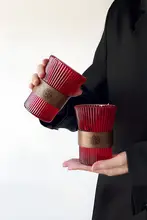 高級感ある氷河模様のカップホルダー【家庭用・リビングに最適・ガラス製・ジュースカップ】（セットアップ対応）