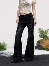 ヴィンテージ風ウォッシュ加工デニムパンツ【フレアシルエット・レディース・春夏用】