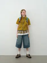 バンド付き 二重レースパンツ【ゆったりシルエット・レイヤードスタイル・クールなデザイン】