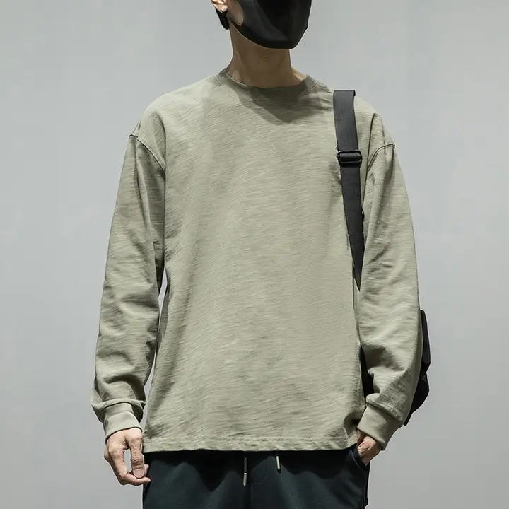 竹節綿長袖Tシャツ【メンズ・ゆったりサイズ・カジュアル】