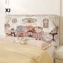 かわいいガーリー風ベッドヘッドカバー【全周リブ・防塵・汎用タイプ】