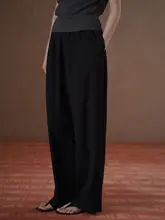 通勤や日常に最適！高腰ワイドレッグパンツ【極上の柔らかさ・ルーズフィット・ウエストゴム】
（セットアップ対応）