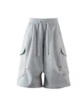 ビッグポケットデザインのウォッシュド加工ワイドレッグ七分パンツ【夏用・ゆったり・メンズ】（セットアップ対応）