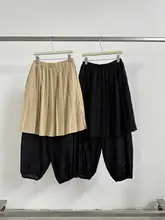 レース刺繍とカラーコントラストが魅力的なプリーツスカート風パンツ【カジュアル・おしゃれ・】（セットアップ対応）