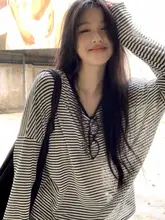 ストライプデザインの長袖Tシャツ【ゆったりシルエット・秋用・紫外線対策】