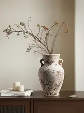 景德镇製 アートデザイン フラワーベース【侘寂風・陶器製・インテリア用】