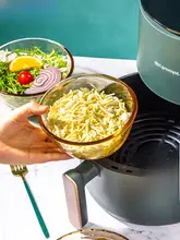 耐熱ガラスボウル 家庭用 透明 蓋付き サラダボウル インスタントラーメンボウル 電子レンジ エアフライヤー スープボウル