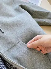 チェック柄デザインのフード付きアウター【ニットパッチワーク・フィット・カジュアル】