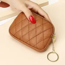 本革ファスナーコインケース【可愛いキーホルダー付き・ミニ財布・女性用・ハンドバッグ対応】