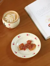 手描き陶器製 コーヒーカップ＆ソーサー【セサミ釉・トリのデザイン・持ち手付き】（セットアップ対応）