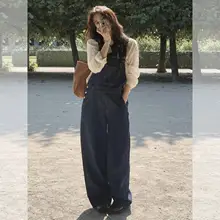 深い青色のオーバーオール【秋用・感・韓国スタイル・サロペット】