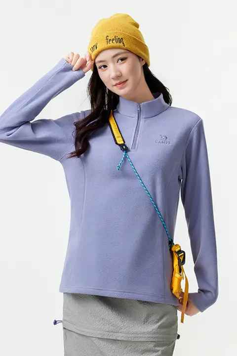 Camel アウトドア用フリースジャケット【防風・薄手・保温・立ち襟】