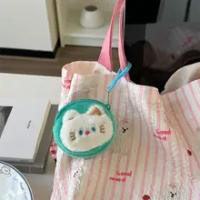 かわいい猫デザインのポータブル小銭入れ【カートゥーン・ファー素材・マルチユース】
