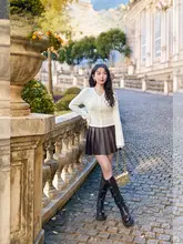 レース片と柔らかい質感が特徴のニットカーディガン【女性用・ルーズフィット・大きいサイズ対応】