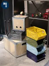 金属収納ボックス【インダストリアル風・スタッカブル・斜口デザイン】