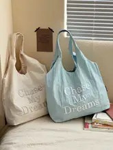 レタ―刺繍のショルダートートバッグ【カジュアル・シンプル・軽量・日常使い】