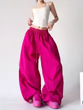 ローズピンクのワイドレッグパンツ【ゆったりしたカジュアルテーパード・高身長向け・工装スタイル】（セットアップ対応）