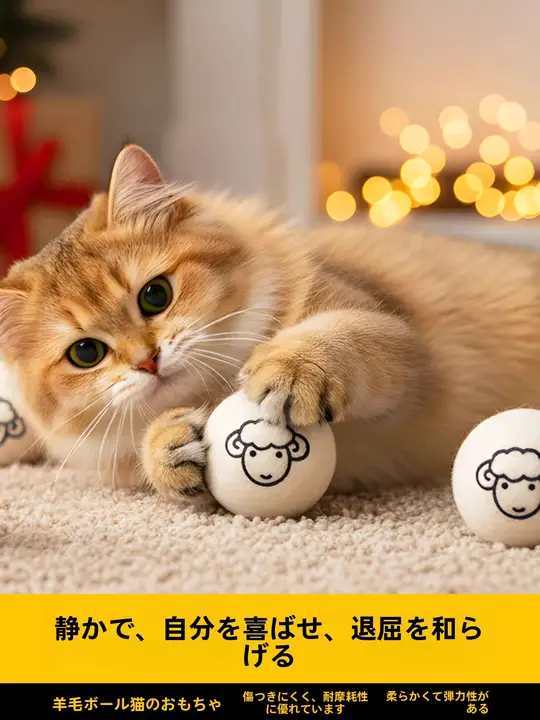 静音ウールボールおもちゃ【猫の狩り用・追いかけて楽しむ・遊び好きな猫に最適】