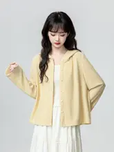 女性用イエローフード付きパーカー【春秋用・デザイン・ショート丈】