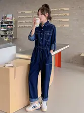 独特なデザインのデニムオールインワン【春秋用・ファッション高級感・女性用】（セットアップ対応）