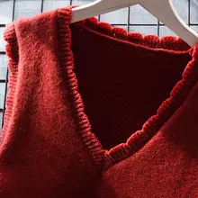 Vネック短丈ニットベスト【ゆったりシルエット・秋用】