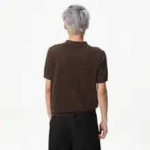 シンプルなポロシャツ【男士用・翻领・ニット・無地】