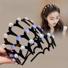 珠珠デザインの波浪ヘアバンド【高めのトップ・ふんわりボリューム】