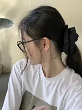 黒いドット柄のコットン布製ヘアゴム【二重構造・シンプルデザイン・髪まとめ用】