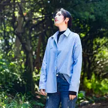 ストライプデザインの長袖シャツ【ゆったりシルエット・韓国風・快適】