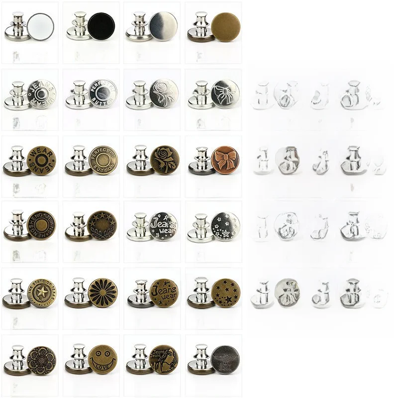 ジーンズウエスト調整クリップ【隠しボタン・ノーニードル・サイズ調整可】