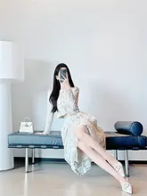 水溶性レース2点セットワンピース【ミディアム丈・エレガントスタイル・女性用】