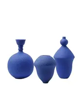 クリエイティブなクラインブルー陶器花瓶【シンプルモダンデザイン・インテリア装飾用】