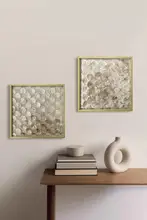 高級感のある金色貝殻立体装飾画【客間・ダイニング・壁掛け用アート】
