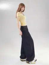アメリカンビンテージスタイルのデ  コンストラクションデニムパンツ【ワイドレッグ・高街風・緩めシルエット】（セットアップ対応）